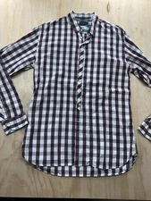 Paul Smith Jeans Button Down Shirt M Burgundy White Checked Long Sleeve Fitted