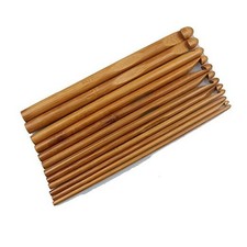 New 12 Sizes Carbonized Bamboo Handle Crochet Hooks Knit Weave Yarn Craft