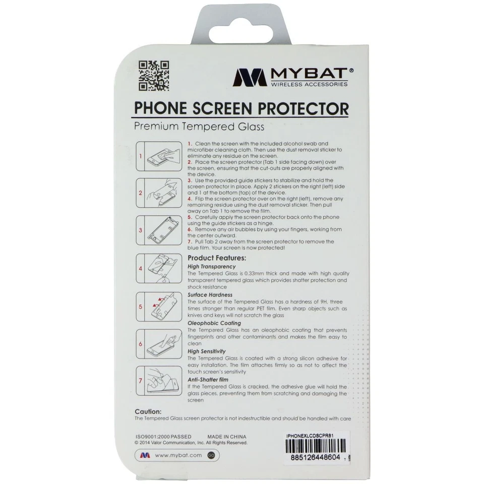 Mybat Premium Tempered Glass Screen Protector for Apple iPhone X - Clear - Image 2 of 2