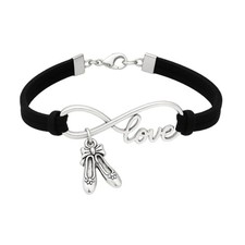Infinity Love Dance Charm Bracelet - Gift for Dance Recitals Dancers Black