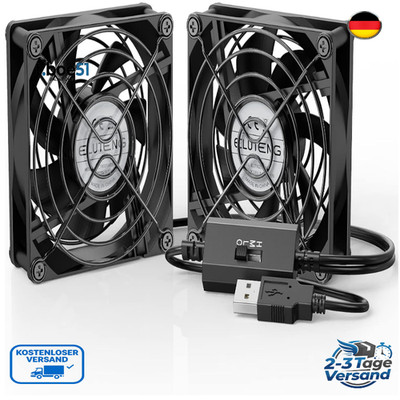 ELUTENG USB Lüfter 80mm Doppelpack 3 Geschwindigkeitsstufen