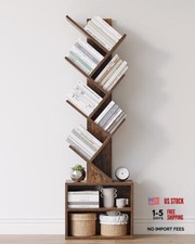 6 Tier Tree Bookshelf, Small Bookcase with Storage 6 Tier-Standard Brown