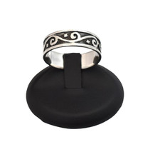 Sterling Silver Ring 925 Filigree Spiral Swirl Design Band Unisex