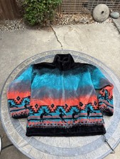 Vintage Bear Ridge Outfitters Aztec Kokopelli Full Zip Fleece Jacket USA Small