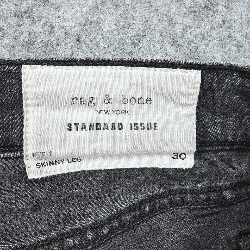 RAG BONE Jeans Women 30 Black Fit Skinny Button Fly Distressed Rocker Tall 28x33 - Image 3 of 4