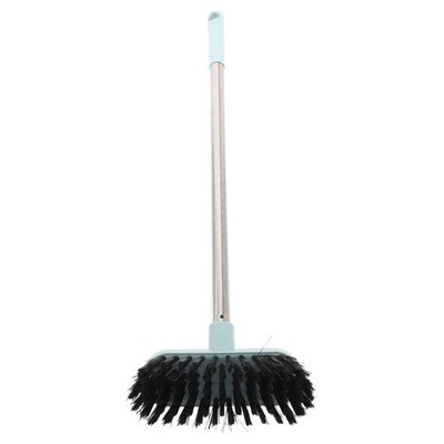 Small Floor Scrub Brush, Stiff Hard Bristle Tile Scrubber with Long Handle,