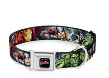 Marvel Avengers 4 Superhero Poses Seatbelt Collar 1  wide Small 9  -15  