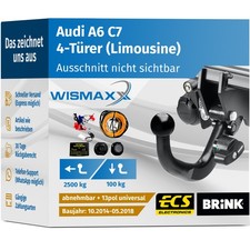 ANHÄNGERKUPPLUNG für Audi A6 4G C7 4Tür 14-18 abnehmbar BRINK +13pol E-Satz ABE