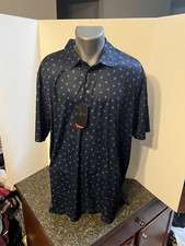 Greg Norman Play Dry Men s Golf Polo Shirt Blue Fish Check XXL Polyester - NWT