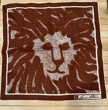 Anne Klein Women's Signature Lion Head Handkerchief Scarf Black 13 x 13