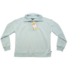 NWT Eddie Bauer Quarter Zip Sweatshirt Womens Medium Seafoam Green Cotton Blend