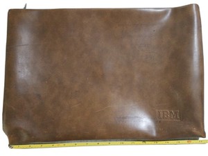 Vintage IBM Document Bag, brown faux leather with embossed logo
