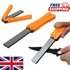 Folding Pocket Knife Sharpener Double Sided Diamond Whetstone Outdoor