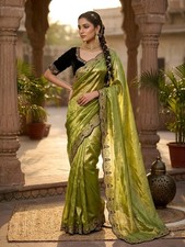 WEDDING DESIGNER BOLLYWOOD SAREE BLOUSE NEW SARI INDIAN PAKISTANI BRIDAL PARTY