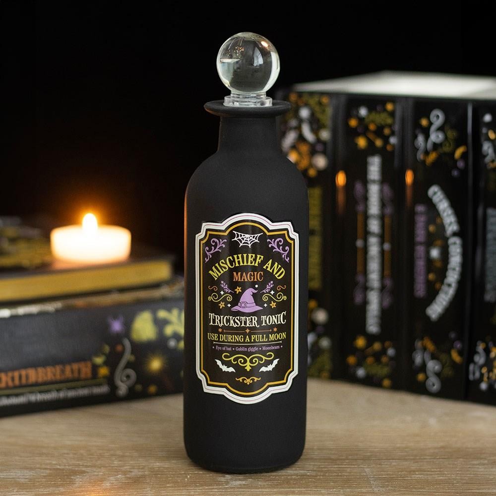 Mischief + Magic Decorative Glass Potion Bottle 19x5x5cm Halloween Gothic Decor