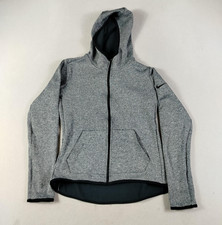 Nike Dri FIT Hoodie Womens Medium Gray Full Zip Fleece Jacket 803505-060 Running