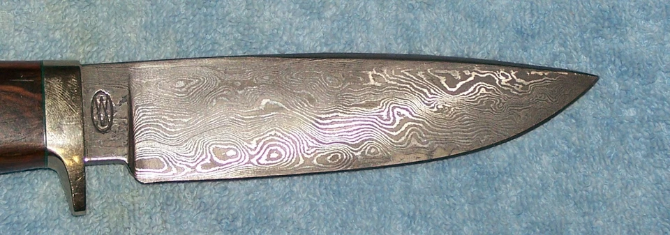 William "Bill" Miller Custom Damascus Hunter Knife marked WM - Image 2 of 4