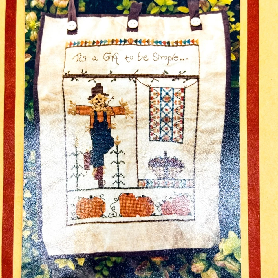 Simply Stephie Cross Stitch Kit Scarecrow Pumpkins Fall Wall Hanging Pattern New - Image 3 of 4