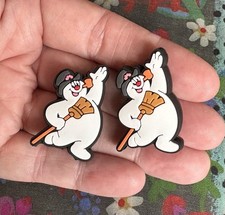 2 Pce Christmas SNOWMAN Frosty Themed Silicone Focal Beads DIY Jewelry Pens+ NEW