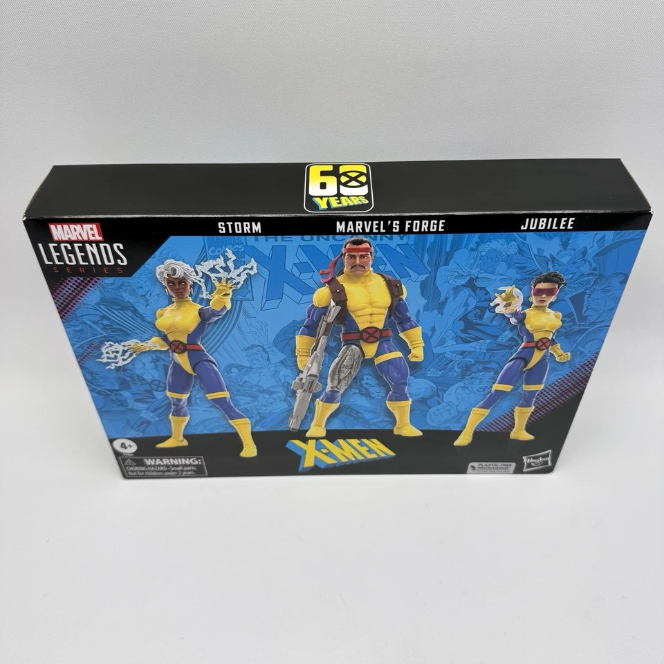 Paquete de 3 figuras de acción Marvel Legends X-Men 60 aniversario Forge Storm Jubilee Foto 4 de 4