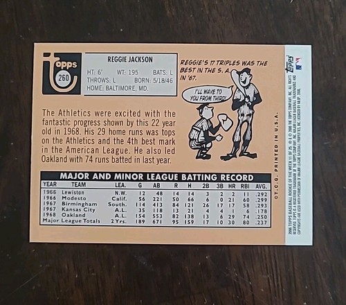 2006 Topps Rookie Of The Week Reggie Jackson #11 Athletics 1969 #260 - Picture 2 of 2