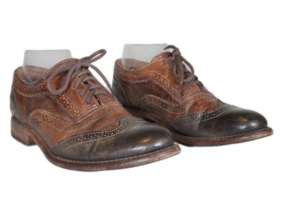 Bed Stu Cobbler Series Lita Oxford Wingtips Two Tone Brown Leather Women's US 9