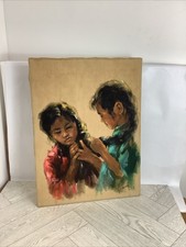 Oil On Canvas Portrait Of Children By Hong Kong Artist 18x24” @GC#MEZ
