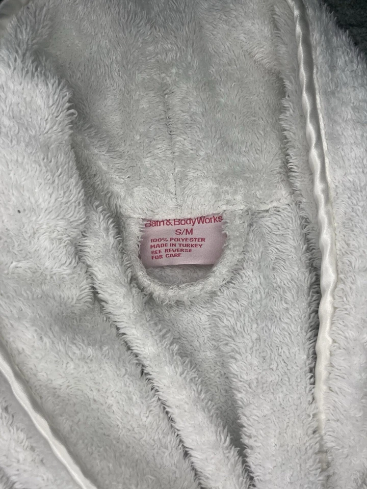 Bath And Body Works женский халат S/M белый длинный галстук талии Loungewear мягкий плюшевый - Изображение 3 из 4