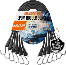 Rubber Bungee Cords with Hooks – Heavy Duty 15" Bungee Straps (6 Pack), 1.8X ...