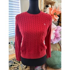 Vintage 80s/90s Lauren Ralph Lauren Red Cable Knit Classic Preppy Chic Sweater