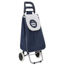 HowHomely Einkaufsroller Tasche Einkaufshilfe dunkelblau weiß 34x30x96 cm 50 L