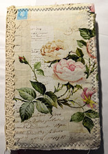 Junk Journal, Floral rose vintage style, fabric cover, handmade