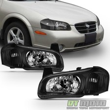 For 2000-2001 Maxima Black Jdm Headlights Headlamps Replacement 00-01 Leftright
