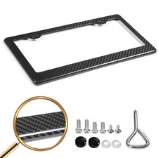 1pc Real Carbon Fiber Universal Usa Size Front Rear License Plate Frame Cover
