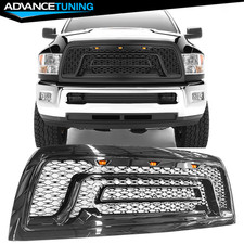 Fits 10-18 Dodge Ram 2500 3500 Gloss Black Front Upper Mesh Grille Signal Light