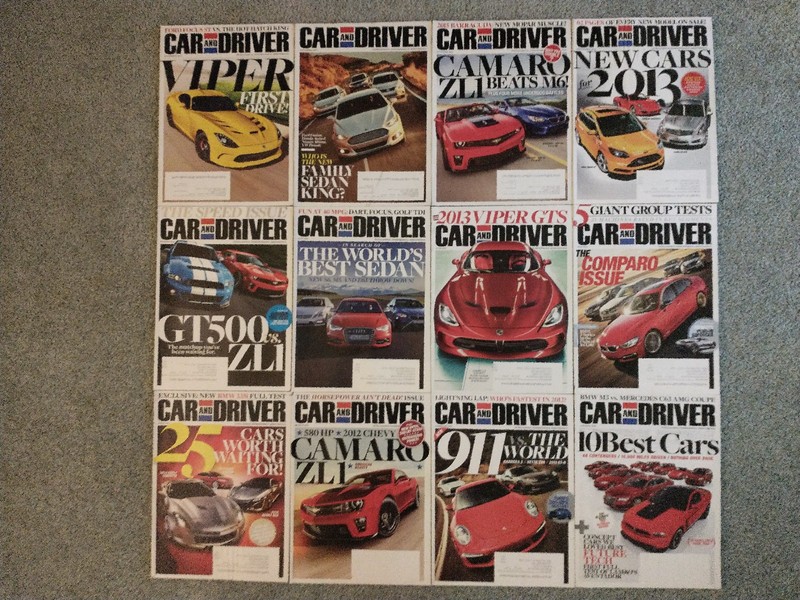 Car and Driver magazine lot of 12 Jan.-Dec. 2012