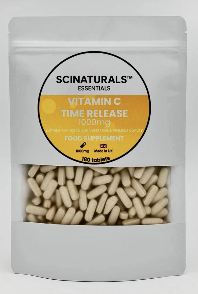SCINATURALS Vitamin C 1000mg Time Release – 180 Vegan Tablets | UK Made