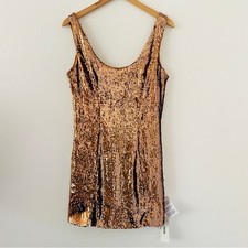 NWT ASOS Bronze Copper Sequin Scoop Neck Party Dress Size 8