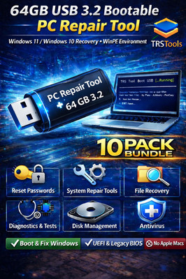 Bootable PC Repair Tool   Windows 11/10 Recovery, WinPE Pass Reset | 10 Pack USB
