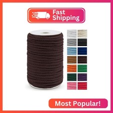 JeogYong Braided Macrame Cord 5mm x 295ft, Natural 8-Strand Braided Cotton Rope,