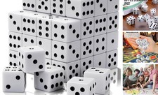 60 Pieces Standard Dice, 16mm Bulk White Opaque Black Pips Six Sided Dice