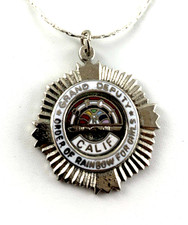 Rainbow Girls Grand Deputy CA Pendant 1"   16" Silver Tone Necklace  NOS