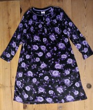 Aria Women XL Velour Nightgown 1/4 Button Purple Floral Cottagecore Loungewear