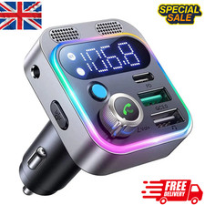 Wireless Car Bluetooth FM Transmitter 5.3 MP3 Player USB Car Charger Adapter UK