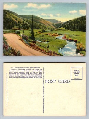 Red River Valley, NM-New Mexico, Valley Of Questa From Taos Vintage Postcard