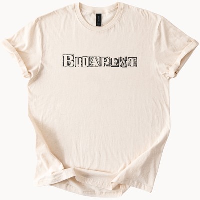 Budapest Block Letter Graphic T Shirt Hungary City Souvenir Travel Tee