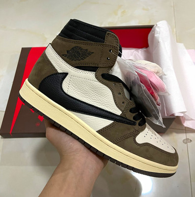 Jordan Air Jordan 1 Men s High Top Lace-Up Sneakers Brown/Black/White New w/ Box