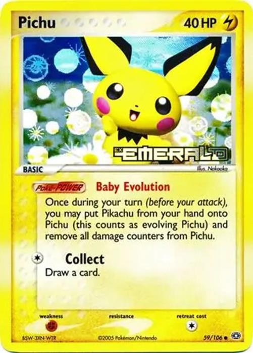Pichu - 59/106 - Pokemon EX Emerald Reverse Holo NM
