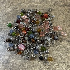 Mixed Jewelry Making Beads  Silver Tone Glass Spacer  Accent Beads 3 Ounces