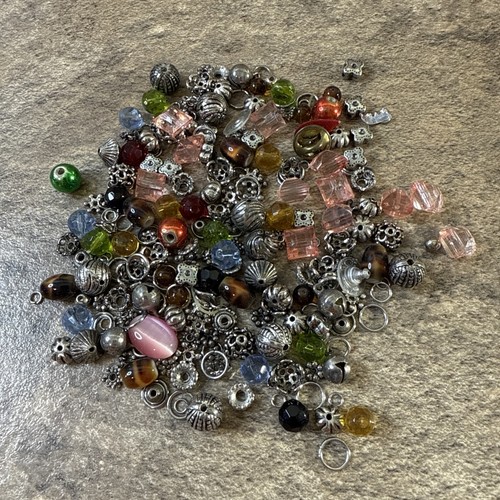 Mixed Jewelry Making Beads & Silver Tone Glass Spacer & Accent Beads 3 Ounces